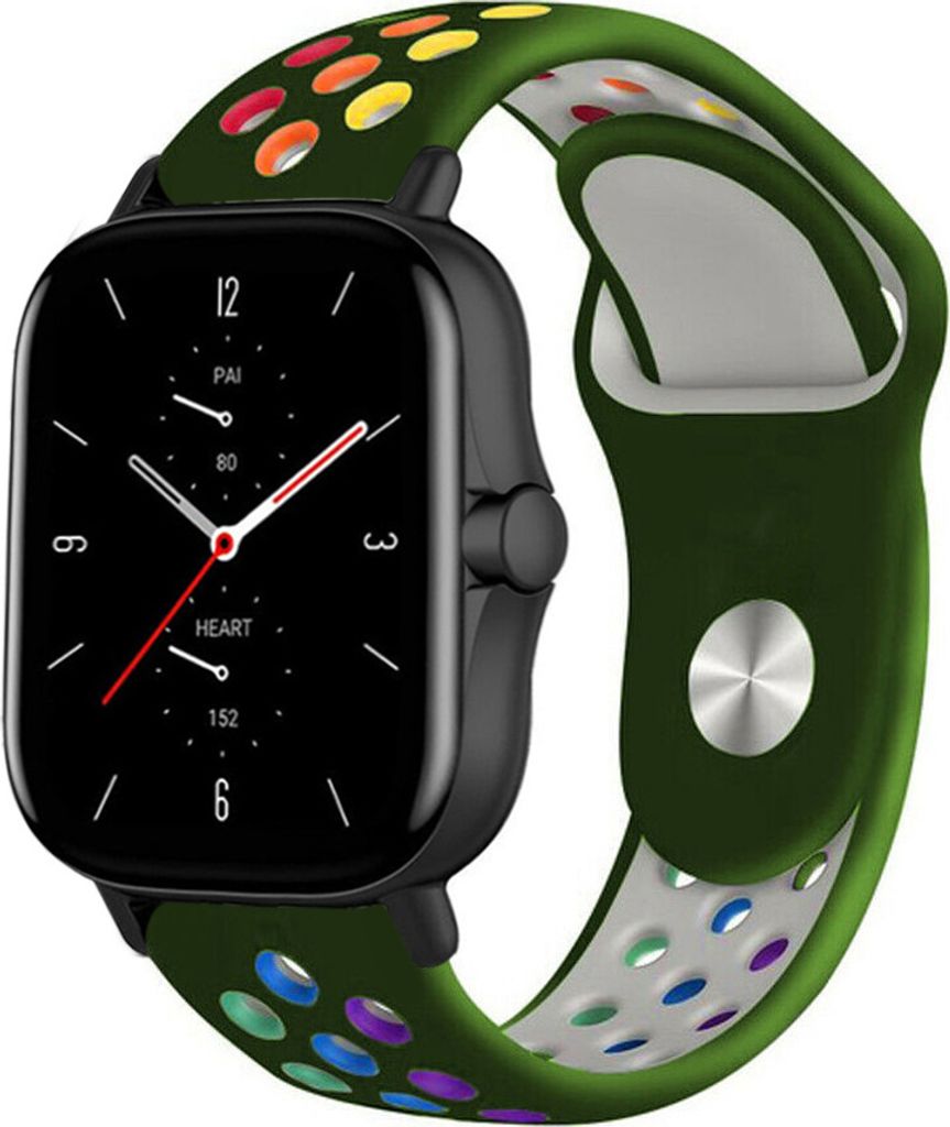 Strap-it Amazfit GTS 2 Sportarmband (Armeegrün/Bunt)