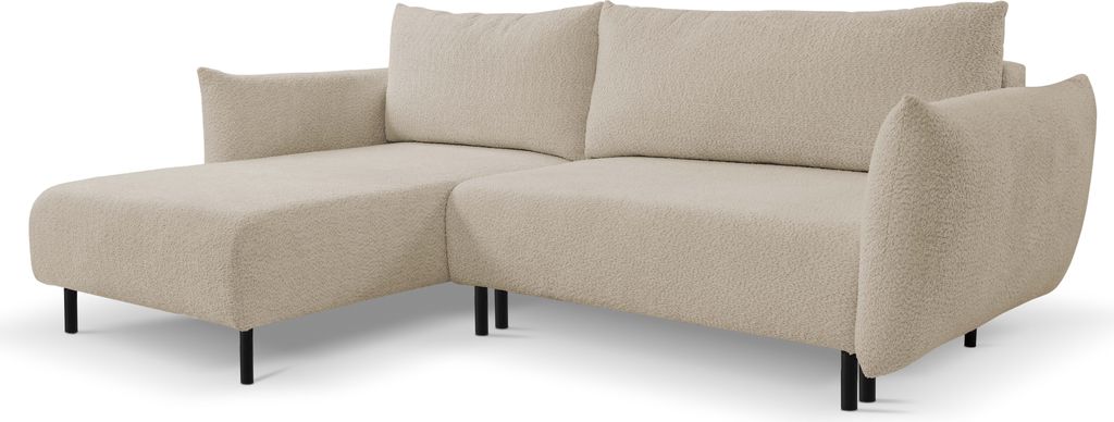 DomoHome ADEL Ecksofa mit Schlaffunktion und Bettkasten – L-Form, Flexibel Stellbar, Layout Linke, Metallfüße, 145x212cm Liegefläche, Größe:...