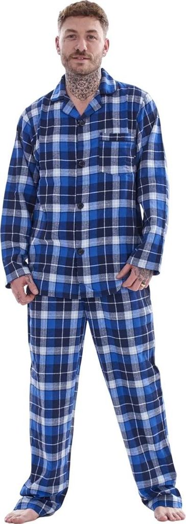 Keanu - Schlafanzug mit langer Hose für Herren, angeraut TC827 (5XL) (Blau/Grau)