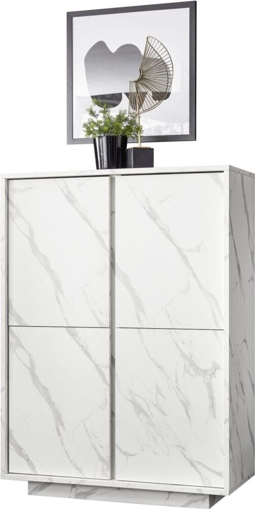 Buffet mit 4 Türen, Kollektion COLOMARMO, in Marmor-Weiß, ideal für Ihr Wohn- oder Esszimmer.