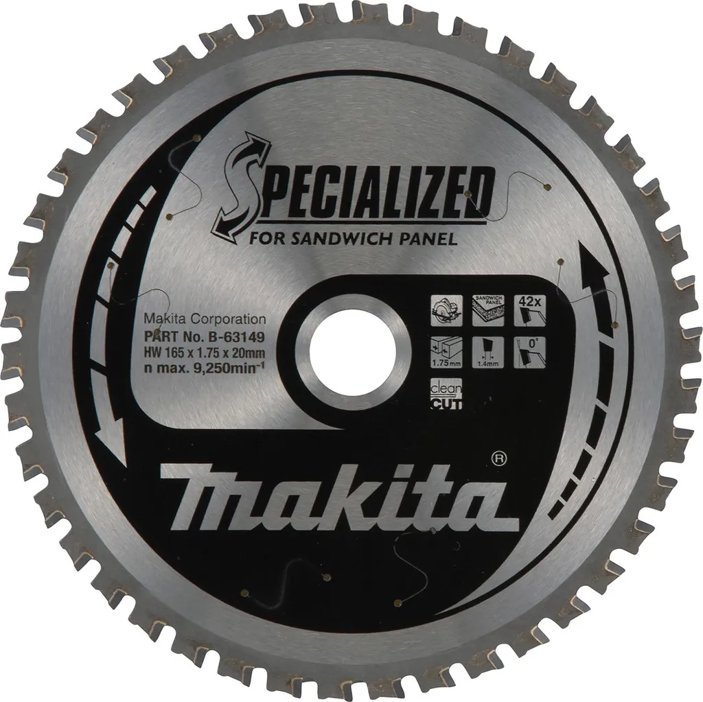 Disque de coupe métal pour panneau sandwich 165 mm 42 dents pour Makita