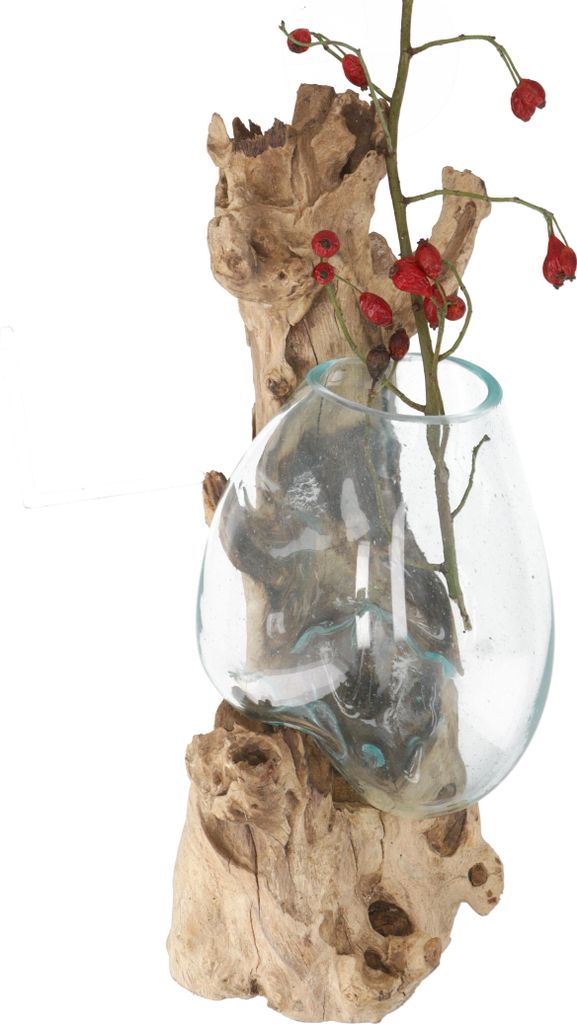 Wandvase, Wurzelholz Vase, Exotische Vase für die Wand - Glas 20*20 cm M9, Braun, Holz,Glas,Wurzelholz, Vasen & Blumentöpfe
