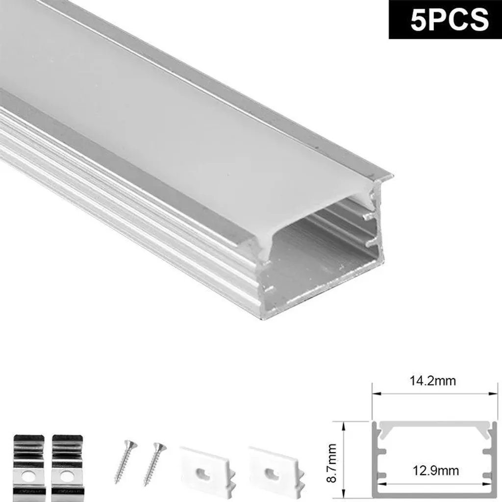 Rail aluminium LED en forme de D pack 5 pièces avec capot de finition - 2