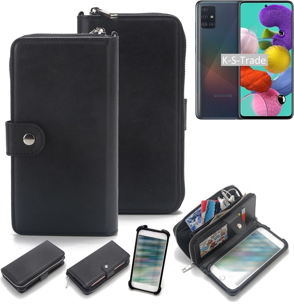 K-S-Trade 2in1 Handyhülle Schutzhülle kompatibel mit Samsung Galaxy A51 & Portemonnee Cover Handy Hülle Case Etui Geldbörse Wallet Bookstyle