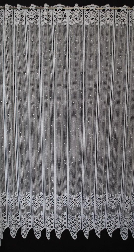 Gardinen Kranzusch Scheibengardine Blume Muster 120x84 cm H/B Weiß Bistrogardine Vorhang Küche 1er Pack