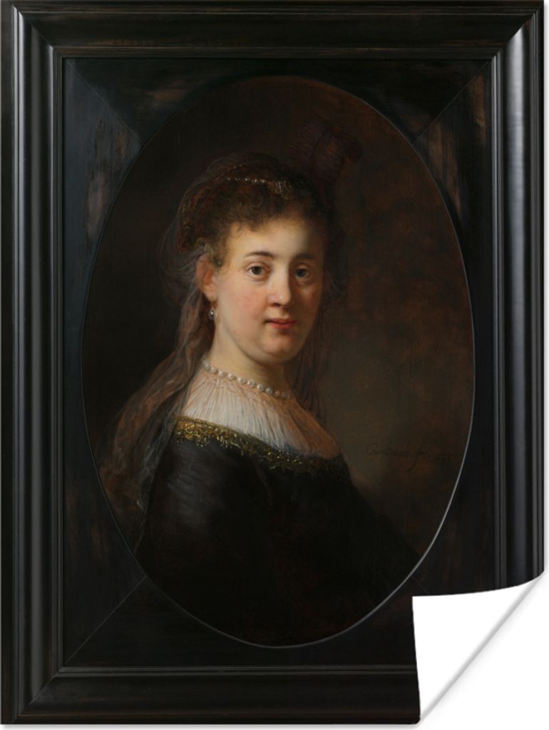 MuchoWow Poster Junge Frau in verblichener Kleidung - Rembrandt van Rijn 60x80 cm - Schlafzimmer Dekoration
