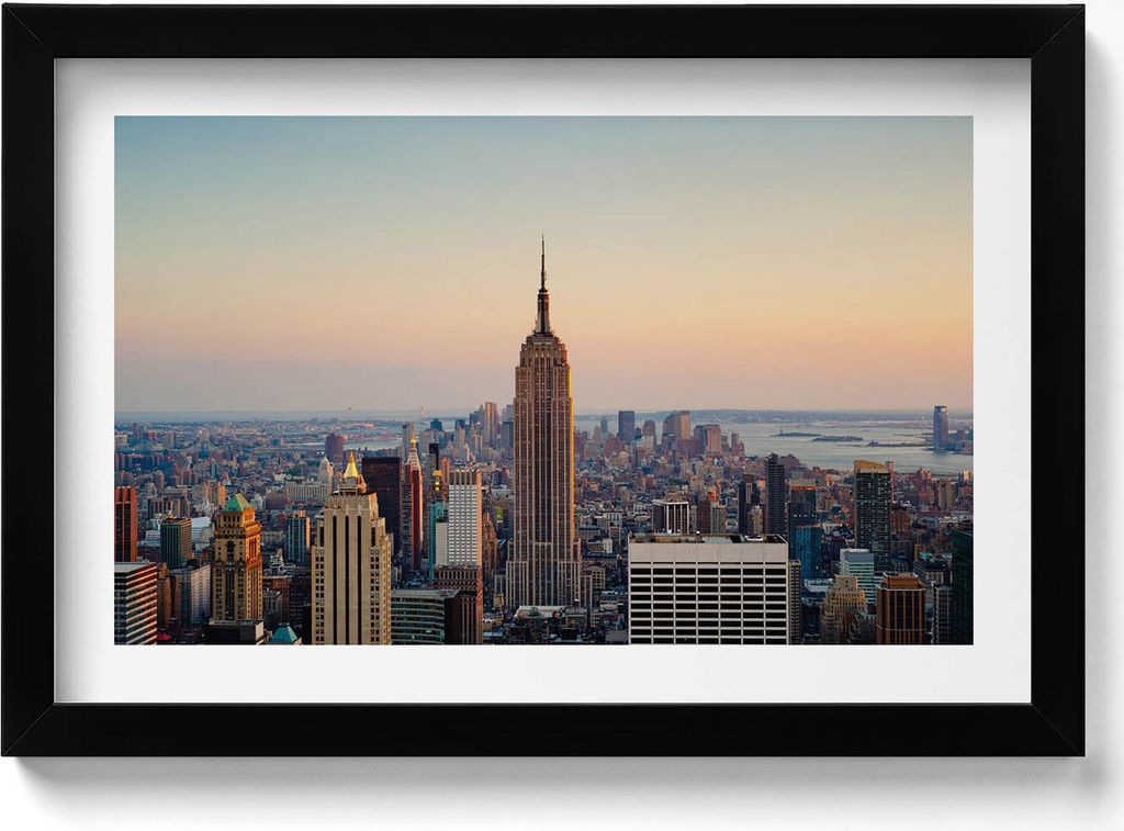 Panorama von New York– Wandbild mit Rahmen – Gerahmtes Bild – Wanddekoration – 30x20 cm – Schwarz Rahmen