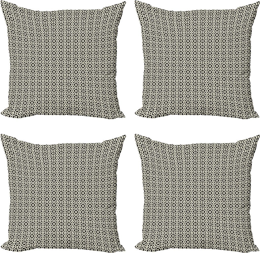ABAKUHAUS marokkanisch Kissenbezug Set (4 Stück), Einfache Traditionelle Blumen, Moderner Doppelseitiger Digitaldruck, 45 cm x 45 cm, Elfenbein un...