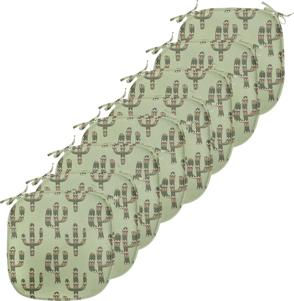 Lot de 8 Galettes de Chaise Déperlantes 40x40 cm Vert Pistache et Caramel