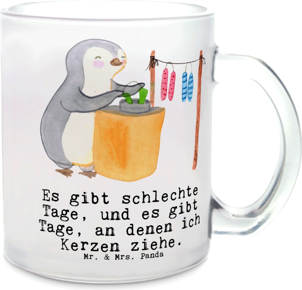 Mr. & Mrs. Panda Teetasse Glas Pinguin Kerzenziehen - Transparent - Geschenk, Tee Tasse, Teeglas, Deko Basteln, Kerzen Ziehen. DIY, Häferl, Pott, ...