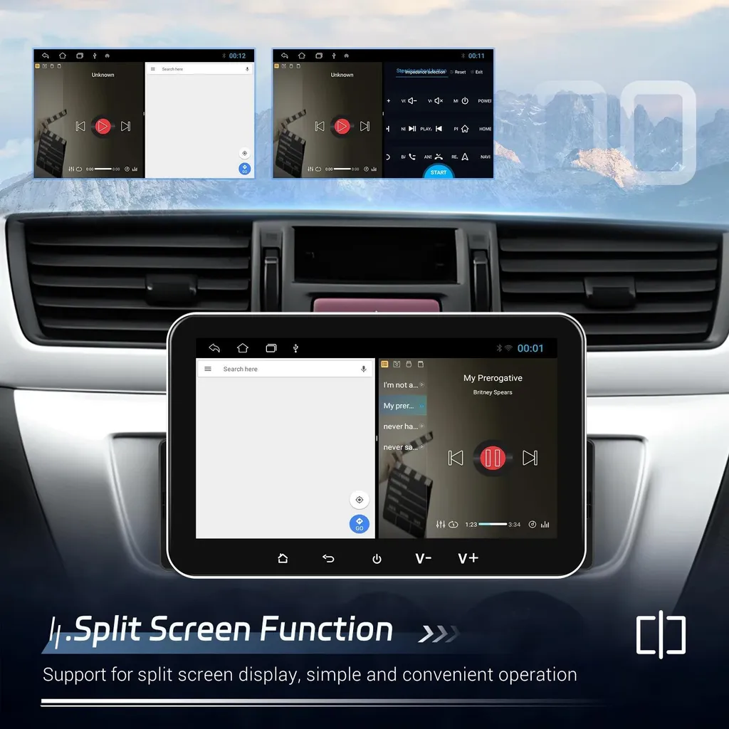 Station multimédia 1-DIN Android Auto et CarPlay écran escamotable GPS - 4