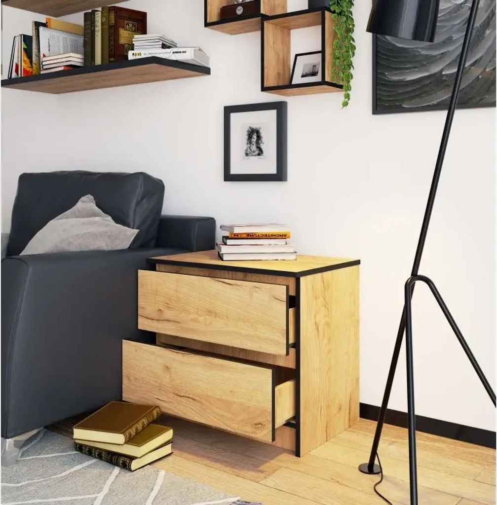 Komoda s 2 zásuvkami 60 cm, farba: dub Craft, V: 40 cm, Š: Obrázok produktu 3