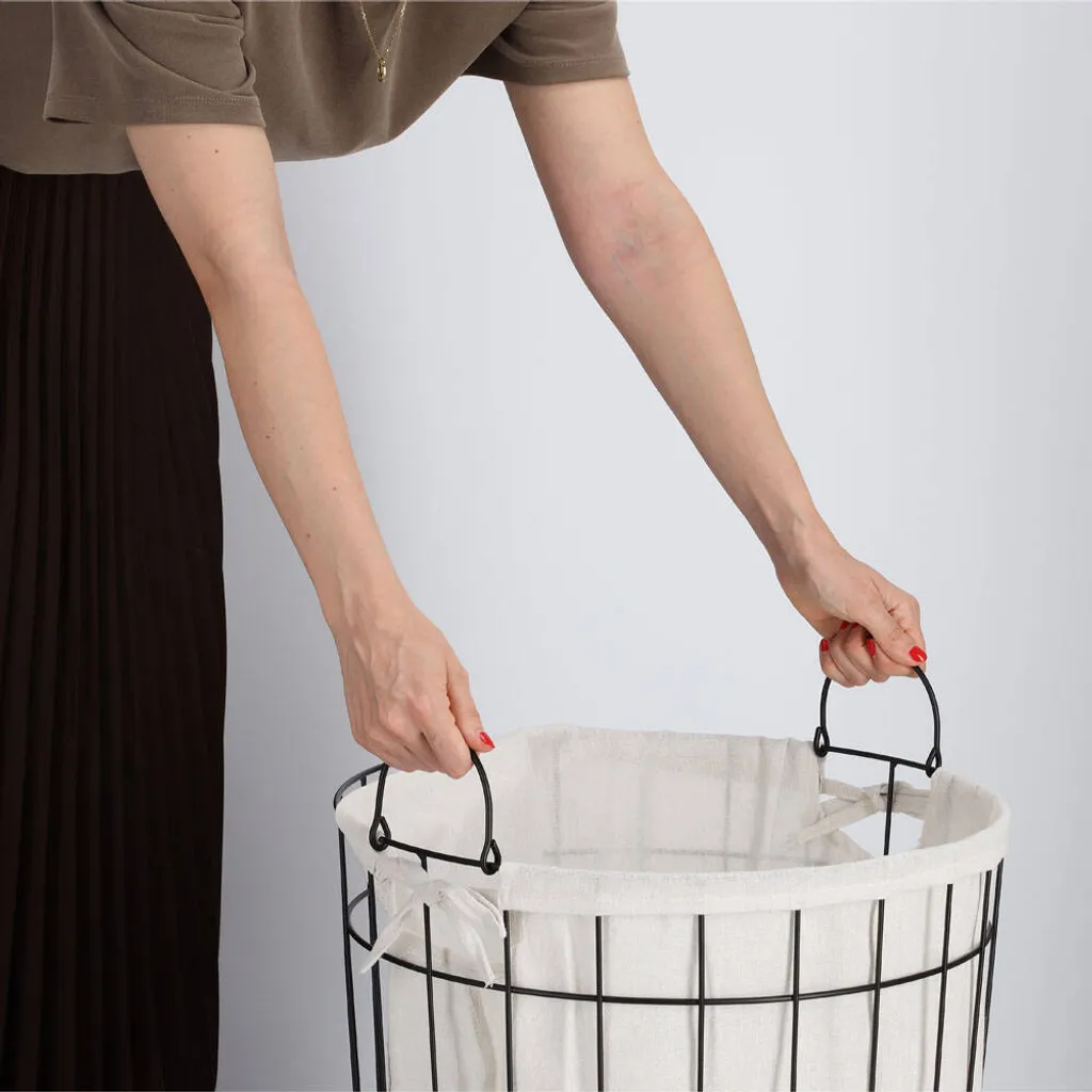 Panier à linge pour salle de bain Zeller mobile en métal 44 x 60 cm