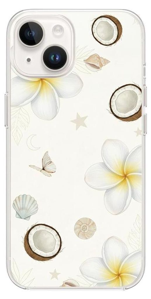 Hartschalenhülle für das iPhone 14 Plus, kompatibel mit MagSafe, transparent, hawaiianische Kokosnüsse
