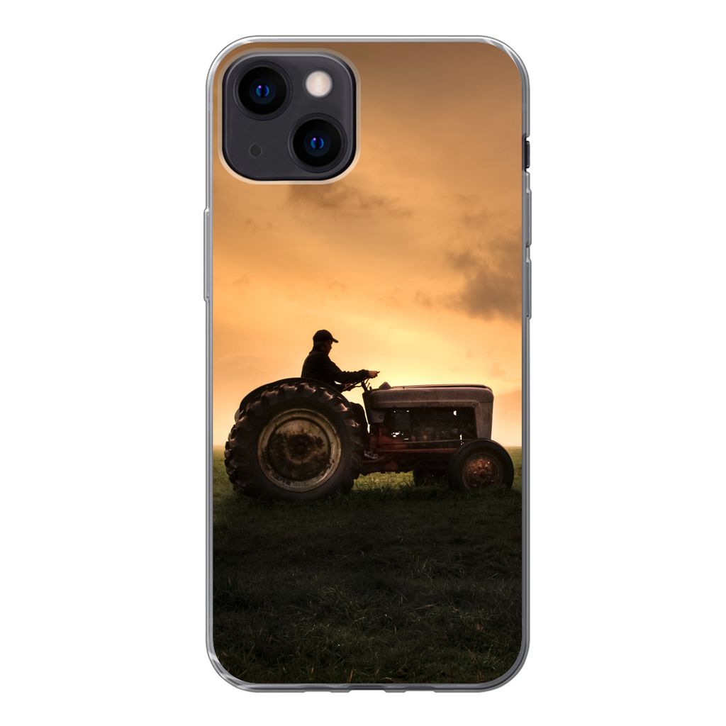 MuchoWow Handyhülle Schutzhülle Hülle für iPhone 13 Traktor - Landwirt - Nebel Silikon Softcase Handy Hülle - Karteninhaber