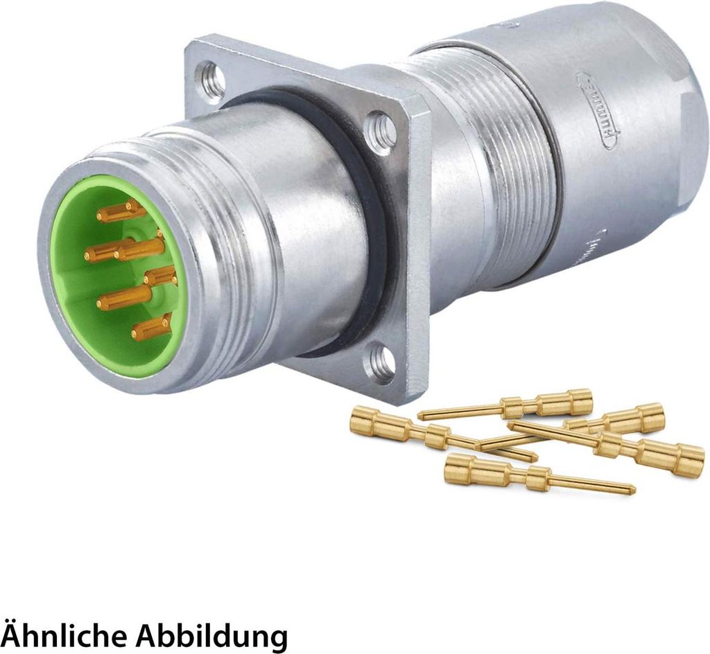 HUMMEL SET inkl. Kontakte M16 Wanddurchführung Kupplung, Crimpein. gerade Polzahl 10-pol., Stift Hinterwand,