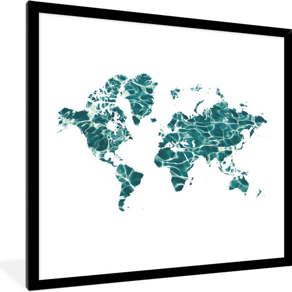 MuchoWow® MuchoWow® Gerahmtes Poster Weltkarte - Meer - Produktbild 