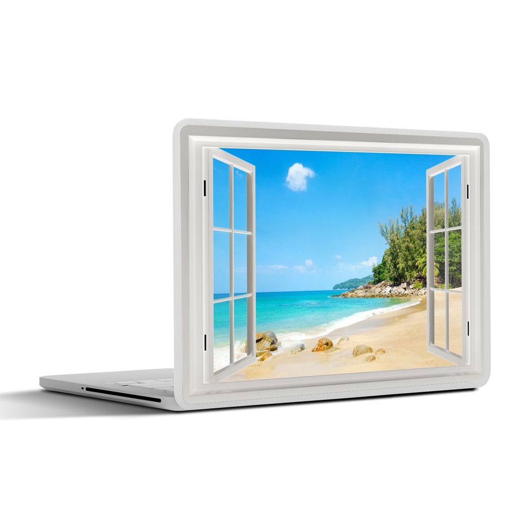 MuchoWow Laptop Aufkleber Sticker Cover Aussicht - Wasser - Strand 40x30 cm - Laptop Dekoration - Selbstklebend