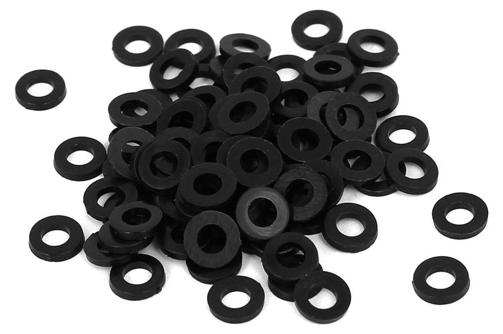 100 Stück M3 x 6 mm x 1 mm flache Isolierringe/Dichtungen aus Nylon