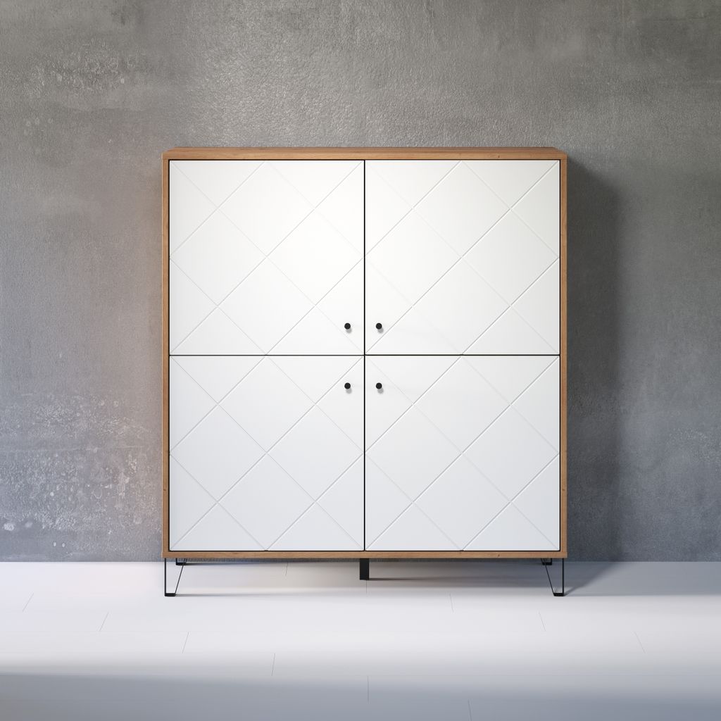trendteam Wohnen Highboard Touch Artisan Eiche Melamin/Weiß Produktbild 8