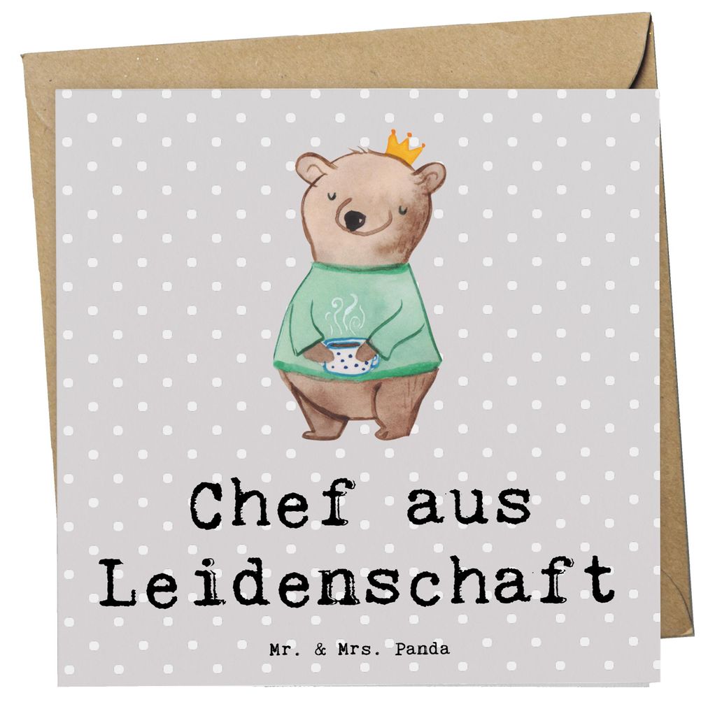 Mr. & Mrs. Panda Grußkarte Chef Leidenschaft - Grau Pastell - Geschenk, faltkarte, doppelkarte, Bester, Spruch, Klappkarte, Leiter, Lustig, anlass...