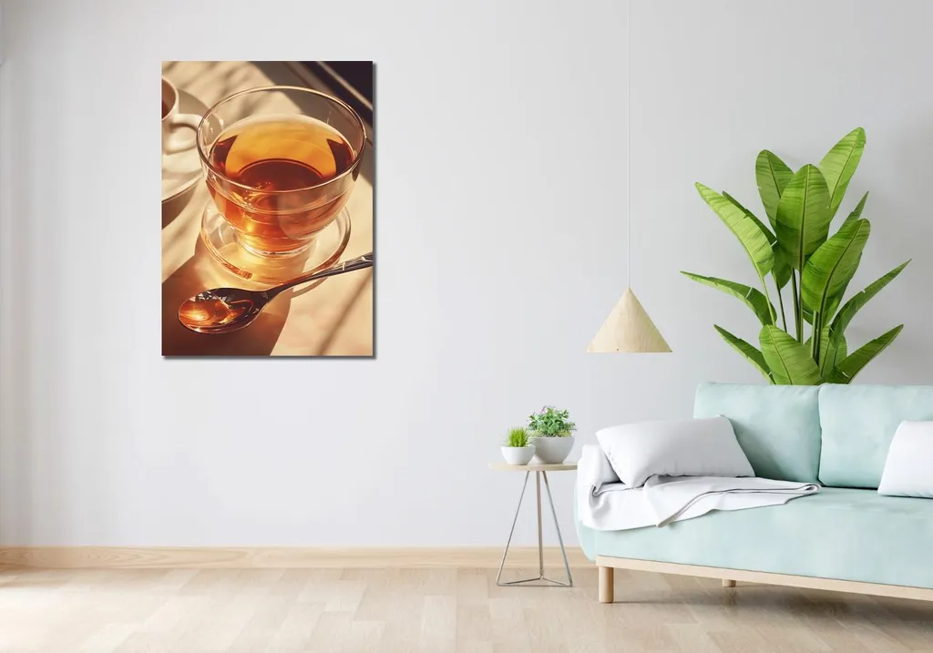 Tableau Image 70 x 100 cm L'heure dorée Thé pour décoration intérieure