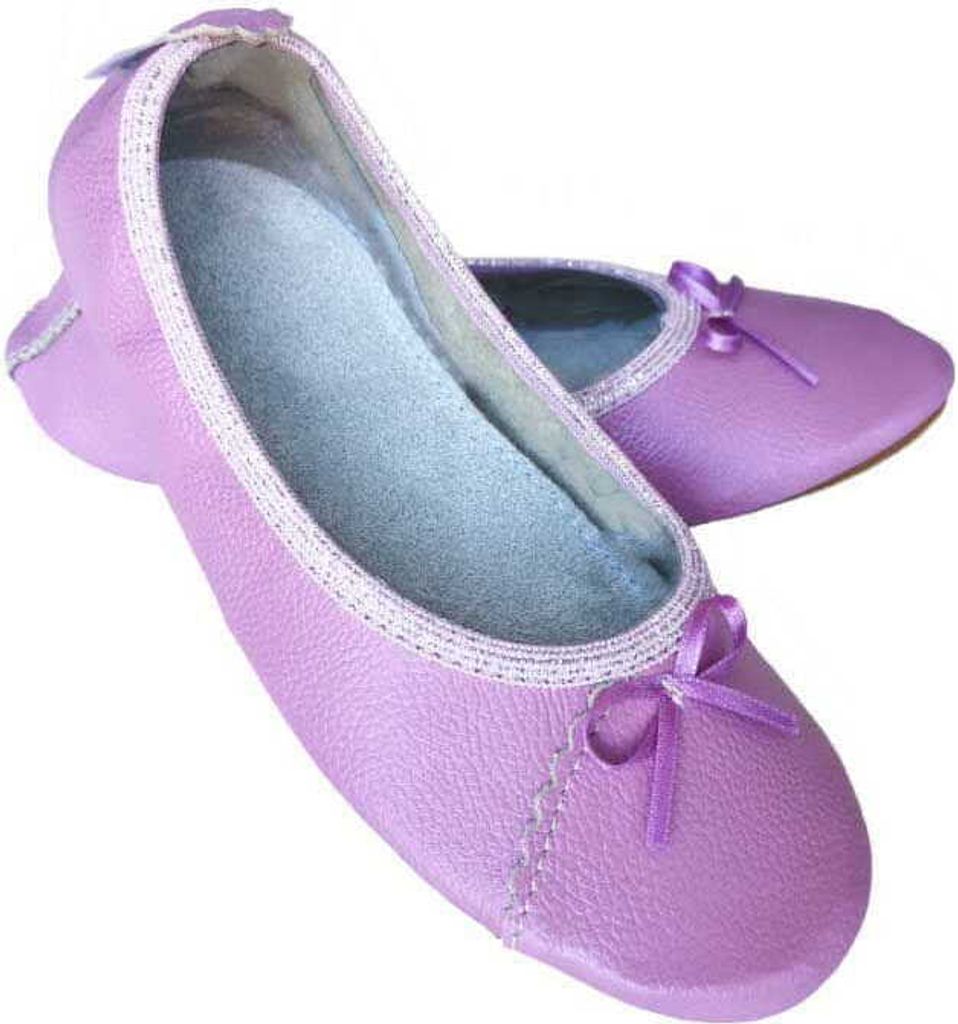 Copa cop kinder Leder Bow Hausschuhe Hartsohlen - Ballerinas in Lila, 36