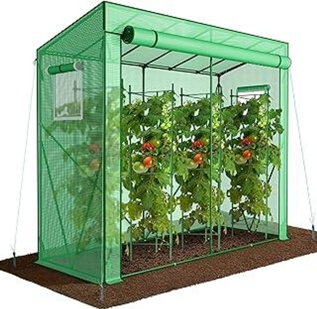 Serra Pomodori 200x77x170 cm - Telo Rinforzato PE 135g/m² Verde