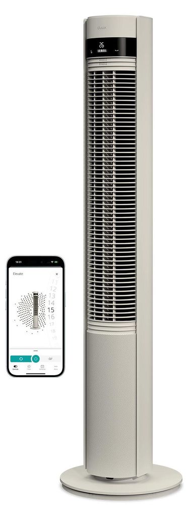 Duux Elevate Smart – Leiser Turmventilator mit Ionisator – 26 Geschwindigkeitsstufen & Schlafmodus - Greige
