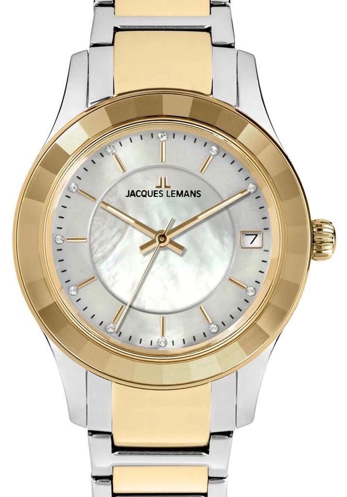 Jacques Lemans Dátumové hodinky Venice - White - Gold Obrázok produktu 