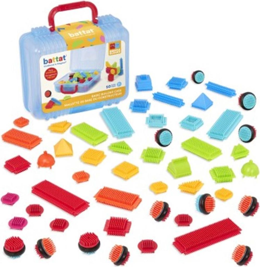 Bristle Blocks Bauset - 50 Stück im Koffer - buntes Produktbild 