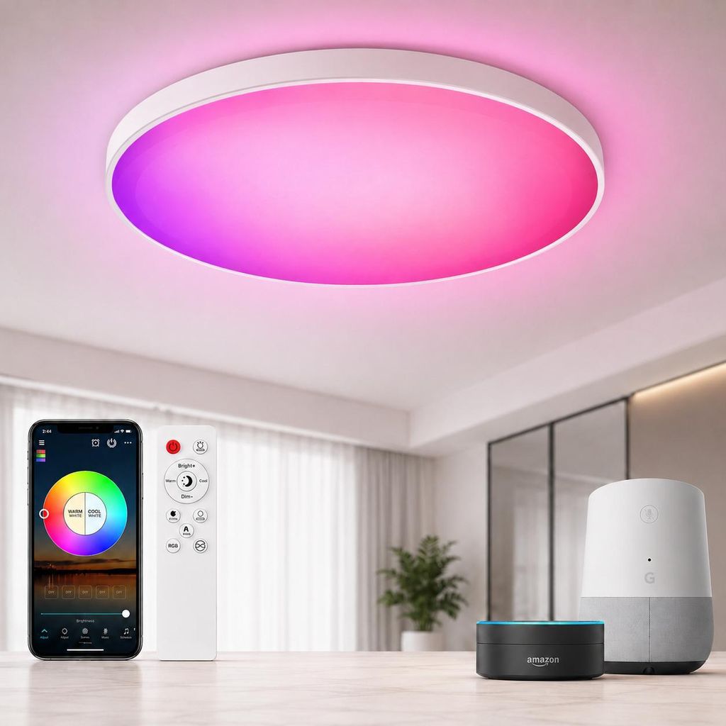 48W LED RGB Deckenleuchte Smart, Deckenlampe Dimmbar Produktbild 