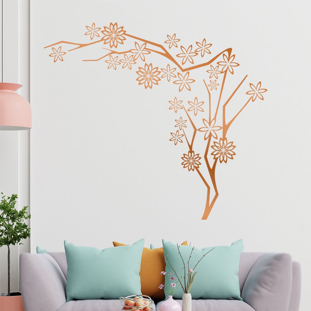 Stern - blüten - Zweig Wandtattoo in 6 Größen - Wandaufkleber Wall Sticker - Dekoration, Küche, Wohnzimmer, Schlafzimmer, Badezimmer