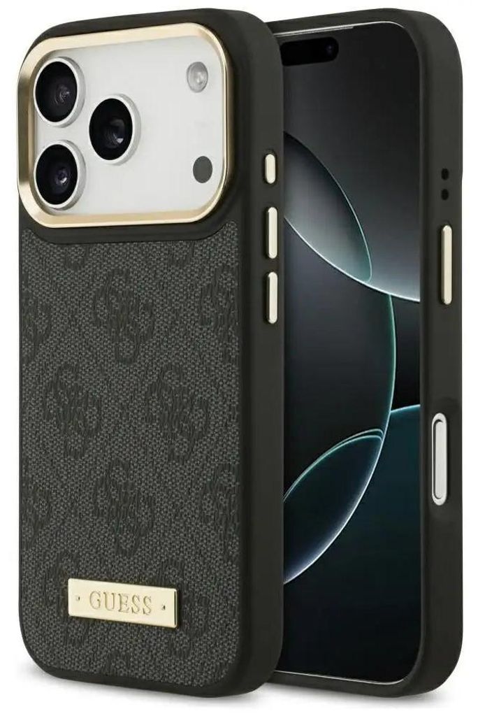 Guess etui met 4G logo, MagSafe, voor iPhone 17 Pro, zwart Productafbeelding 