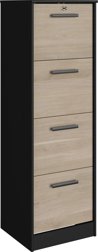 Armoire de rangement Sil 4 tiroirs avec verrouillage sécurisé noir chic