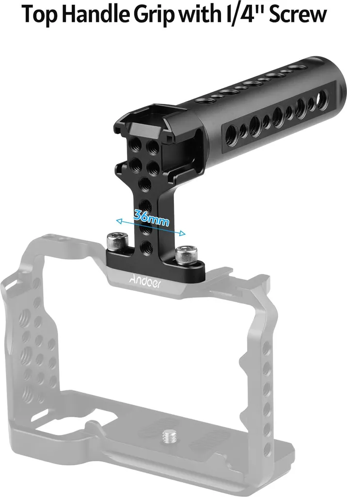 Poignée Latérale de Caméra en Aluminium avec Support Micro et Lampe LED - 7