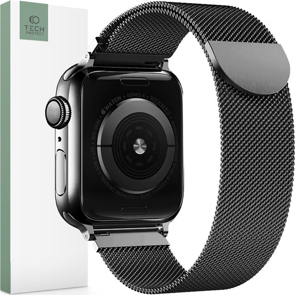 Tech-Protect Milaneseband Apple Watch 4 / 5 / 6 / 7 / 8 / 9 / Se / Ultra 1 / 2 (42 / 44 / 45 / 49 Mm) Schwarz