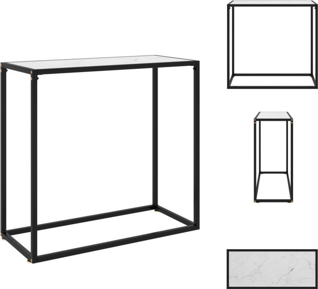 vidaXL Konsolentisch Weiß 80x35x75 cm Hartglas - Beistelltische