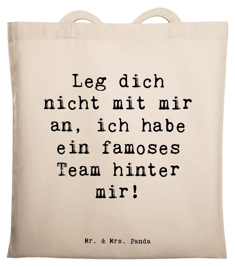 Mr. & Mrs. Panda Tote Bag Spruch Im Team zusammenarbeiten - Transparent - Geschenk, Gemeinschaft, Wachstum, famoses, Erfolg, Herausforderungen meis...