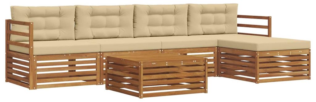 vidaXL Outdoor-Sofagarnitur mit Kissen 6 pcs Natur und Beige
