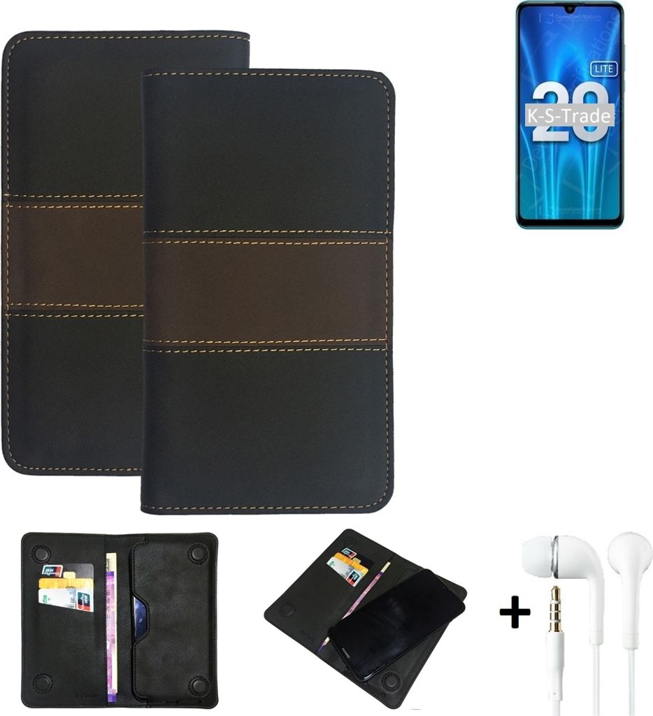 K-S-Trade Handyhülle + Kopfhörer kompatibel mit Huawei Honor 20 Lite Russia Schutzhülle Walletcase Bookstyle Tasche Schutz Case Hülle Wallet Cover