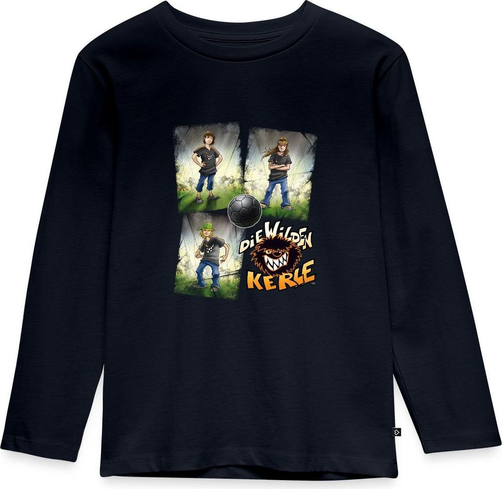 Spreadshirt Die Wilden Kerle Quartett Logo Kinder Premium Langarmshirt, 122/128 (6 Jahre), Navy