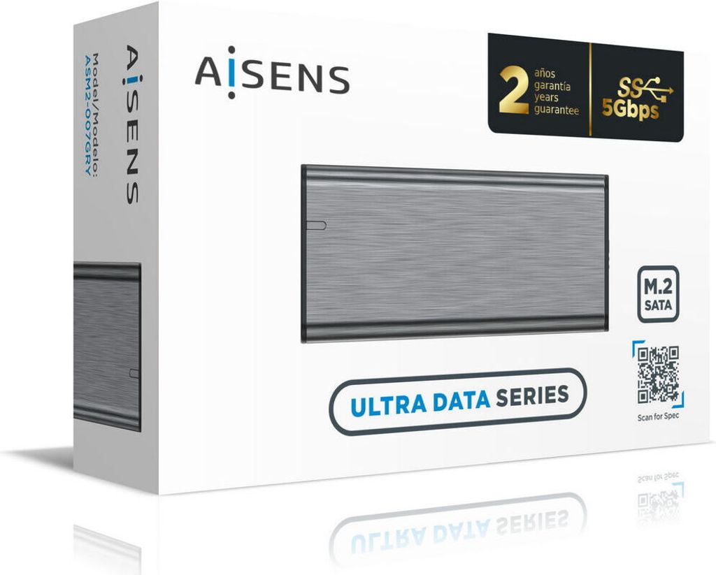 AISENS ASM2-007GRY, SSD-Gehäuse, M.2, SATA, 5 Gbit/s, USB Anschluss, Grau