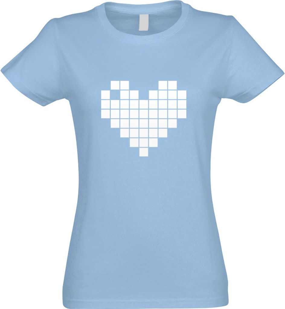 Kiwistar - T-Shirt tailliert - Damen - himmelblau - 8-Bit Herz - mit Motiv Bedruckt - Funshirt Design - Sport - Freizeit - Damen - S