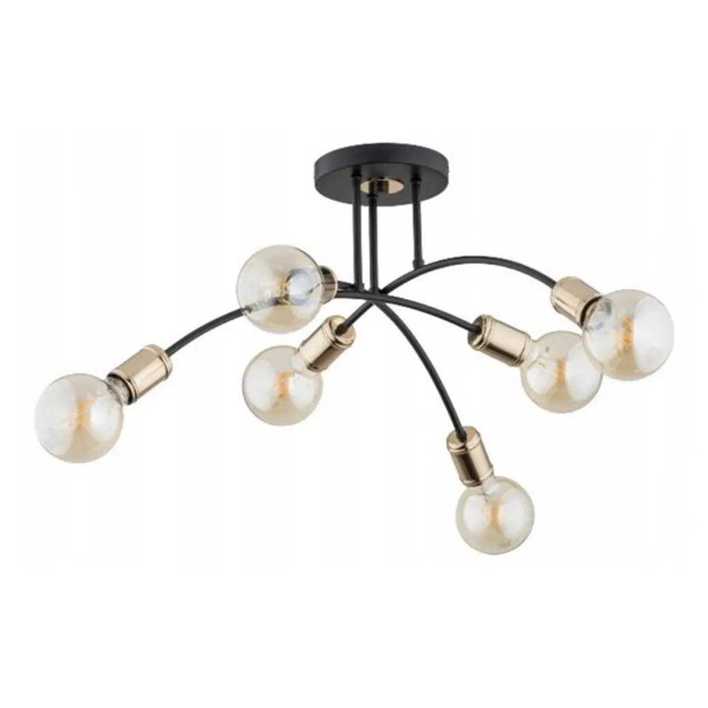 Grand plafonnier noir pour salon et salle à manger LANTI 6 lampes