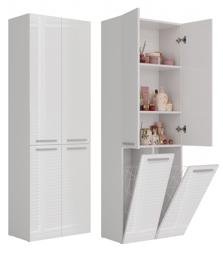 ADGO Nel Badezimmer Schrank mit 2 Wäschekörben Hochschrank Produktbild 