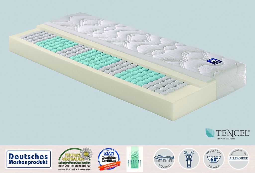 Taschenfederkernmatratze Irisette Lotus mit 7 Liegezonen 100x200 cm, H2