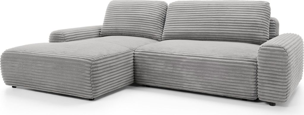 Selsey Alferia - Ecksofa mit Schlaffunktion, Breitcord-Bezug, greige, linksseitig