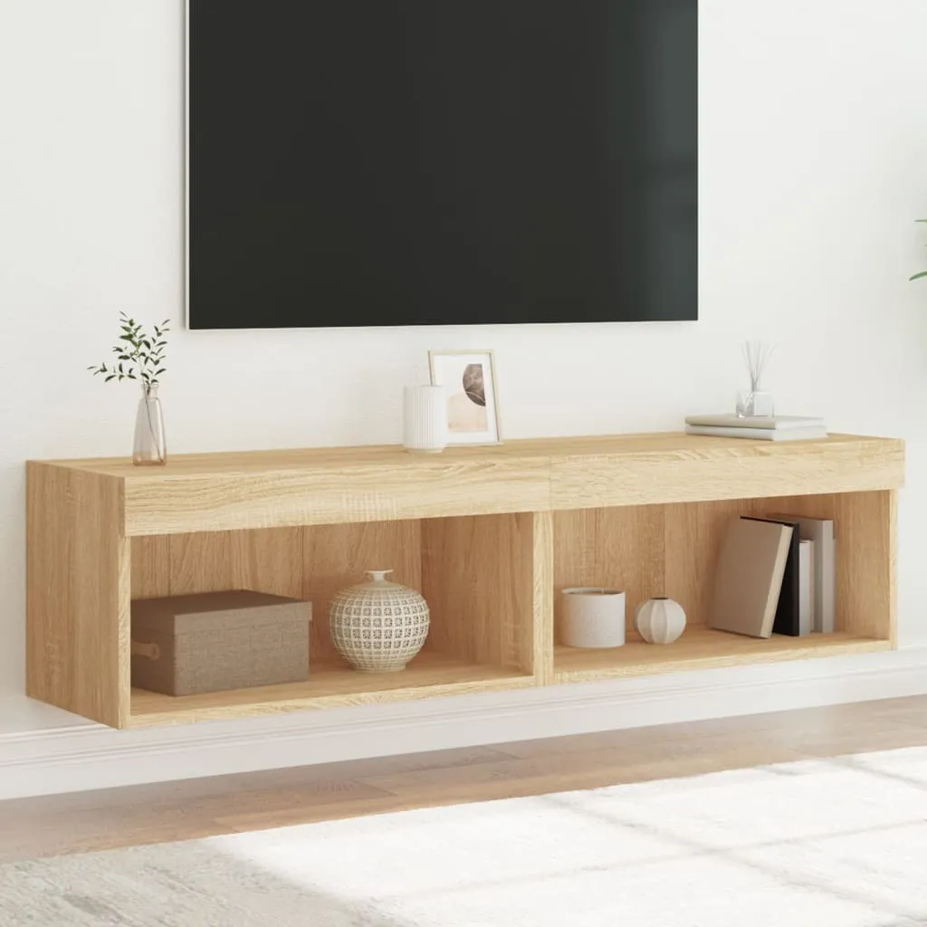 Mobili Porta TV Sospesi Rovere Sonoma LED 2 pz - Design 60 cm - 2