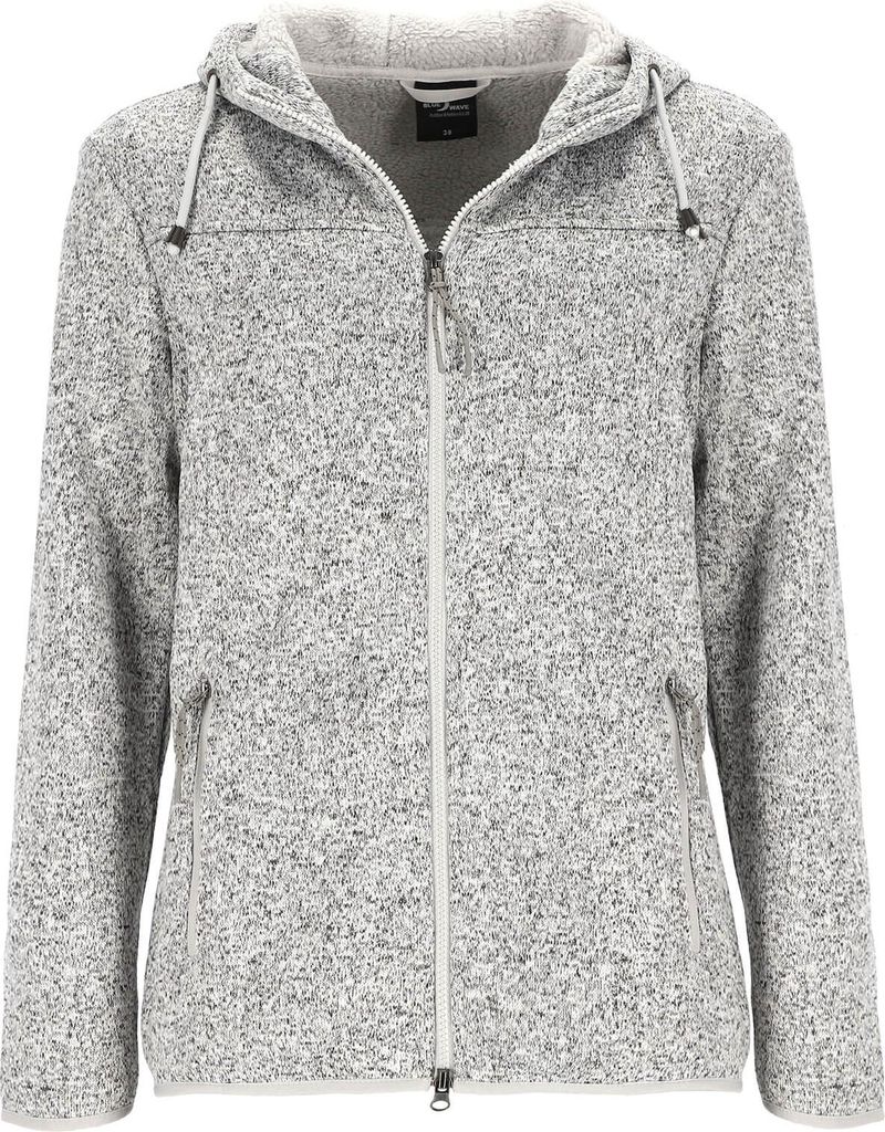 Blue Wave Damen Fleecejacke Meike mit Kapuze - Strickfleece-Jacke mit Teddy-Futter in Grau Größe 44